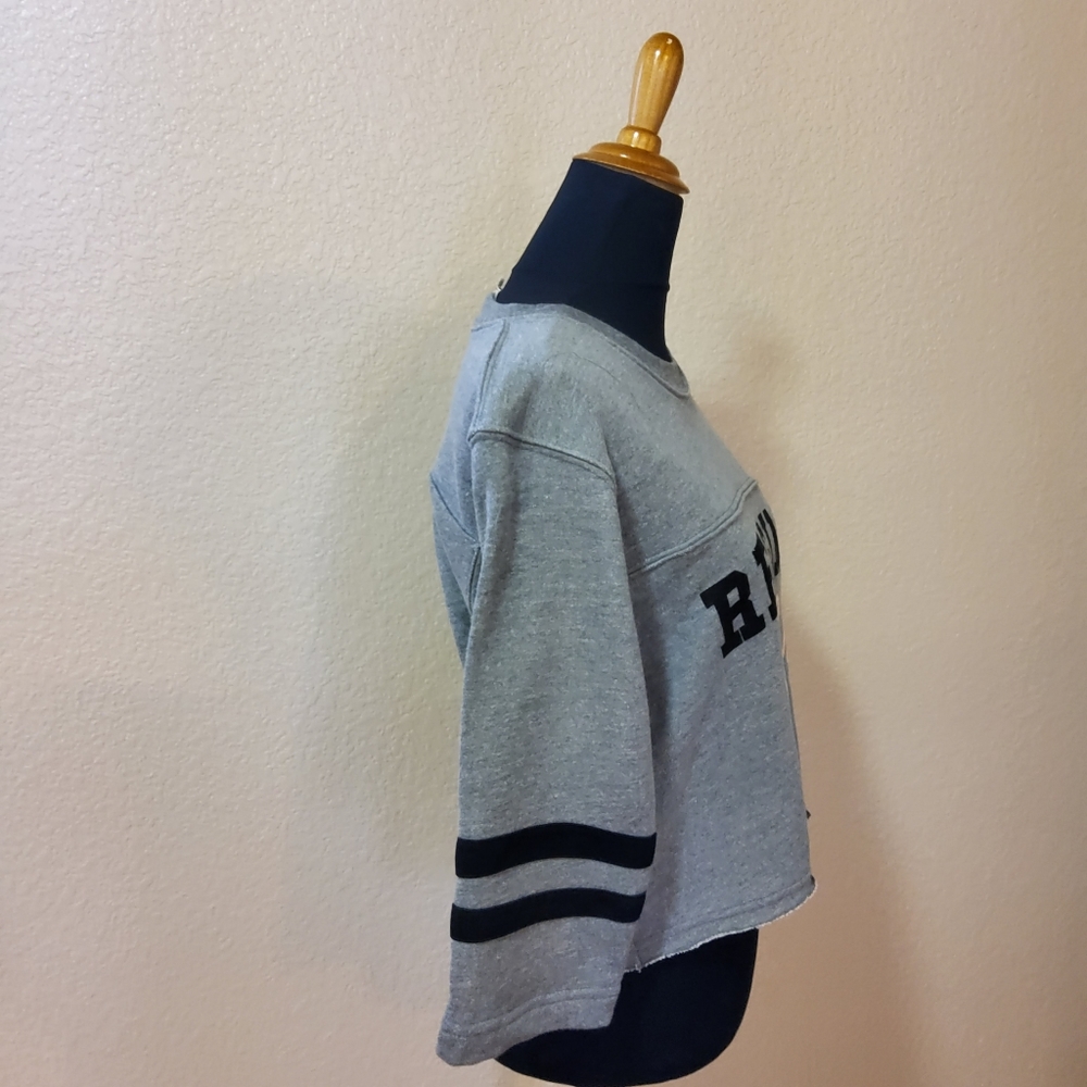 Civil Regime Graphic Sweatshirt Crop Top Pullover S Grey - Picture 3 of 5